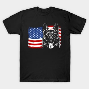 German Shepherd Mom Dad American Flag patriotic dog T-Shirt